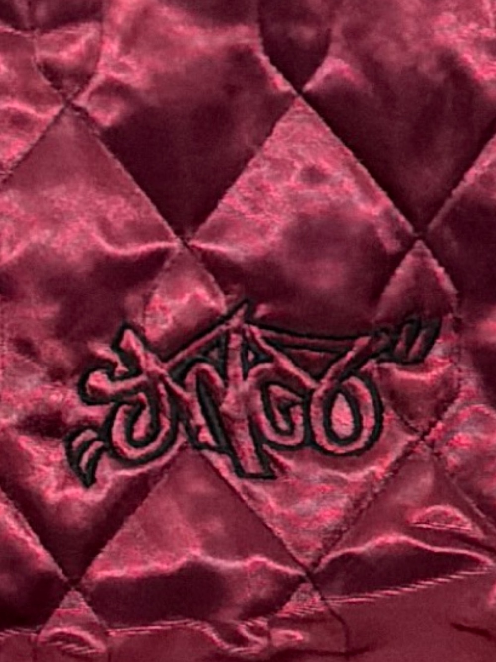 Vintage JNCO Quilted Satin Vest Burgundy Large